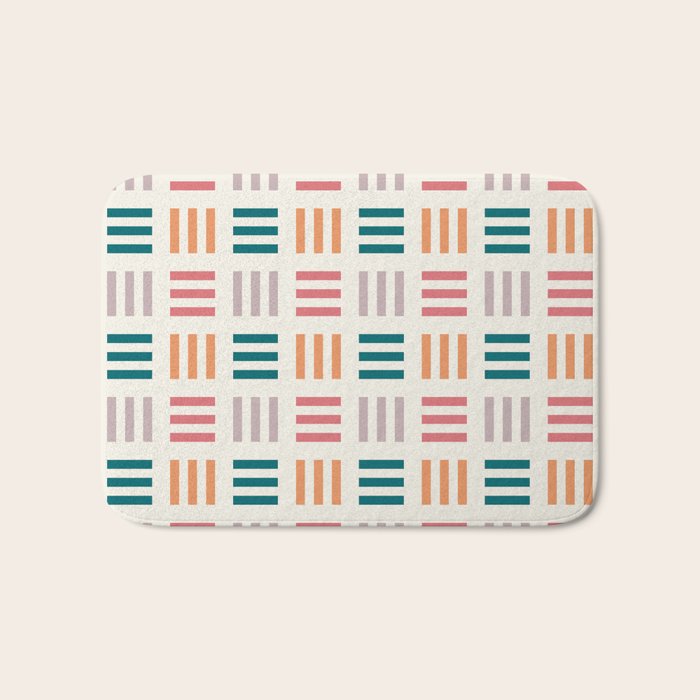 Modern Geometric Color Block Pattern Bath Mat Gallery Image 1