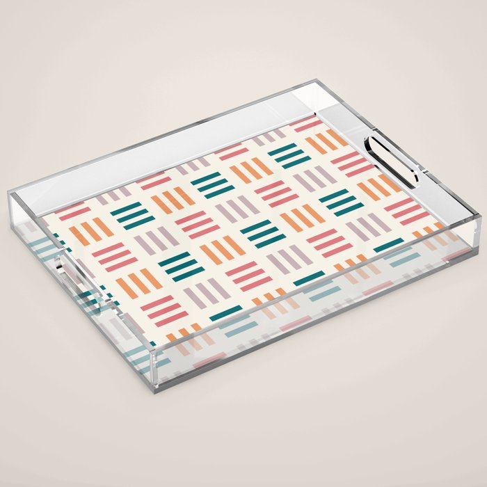 Modern Geometric Color Block Pattern Acrylic Tray Gallery Image 1