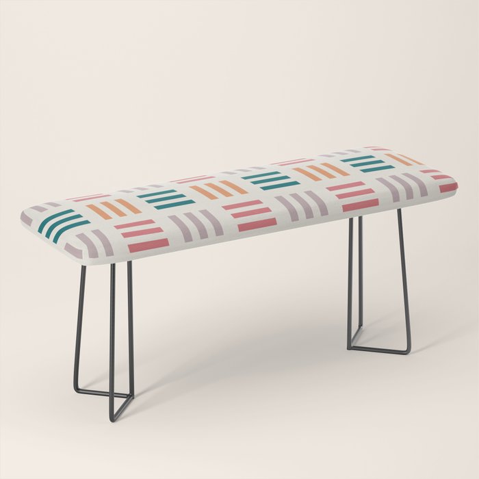 Modern Geometric Color Block Pattern Bench Gallery Image 1