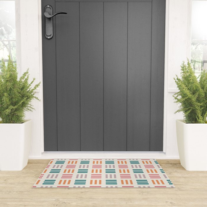 Modern Geometric Color Block Pattern Welcome Mat Gallery Image 3