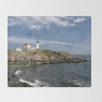 Nubble Lighthouse in Summer Throw Blanket Gallery Image 2
