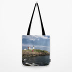 Nubble Lighthouse in Summer Tote Bag Gallery Image 2