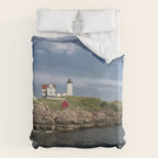 Nubble Lighthouse in Summer Duvet Cover Gallery Image 6