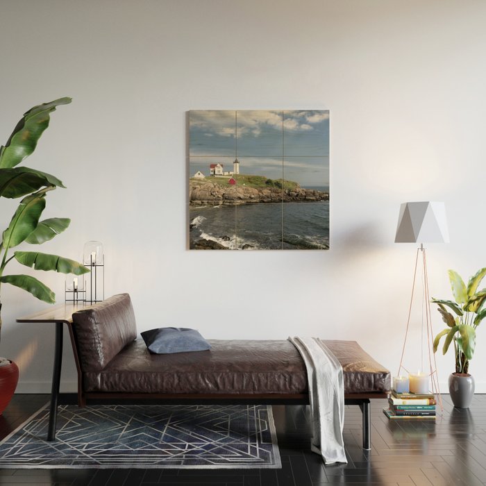 Nubble Lighthouse in Summer Wood Wall Art Gallery Image 2