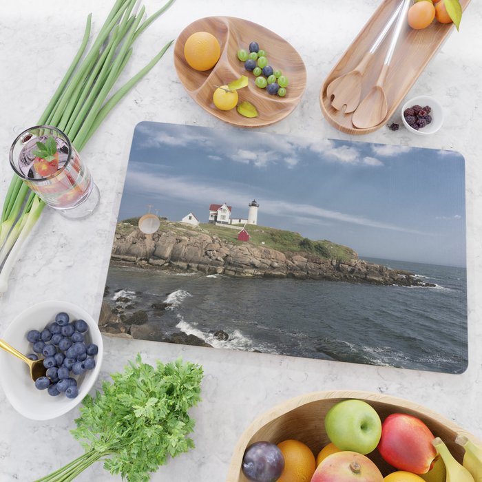 Nubble Lighthouse in Summer Cutting Board Gallery Image 2