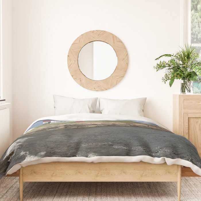 Nubble Lighthouse in Summer Duvet Cover Gallery Image 3