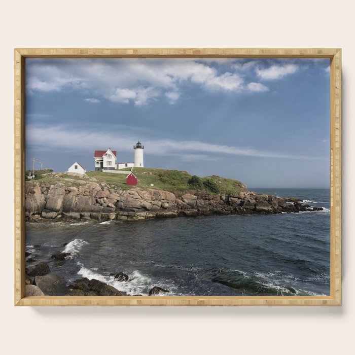 Nubble Lighthouse in Summer Serving Tray Gallery Image 1