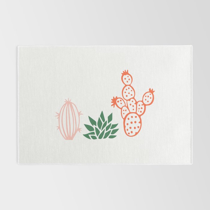 Hand drawn cactus plant art Rug Gallery Image 2