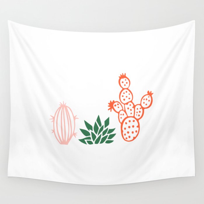 Hand drawn cactus plant art Wall Tapestry Gallery Image 1