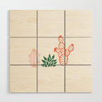 Hand drawn cactus plant art Wood Wall Art Gallery Image 1
