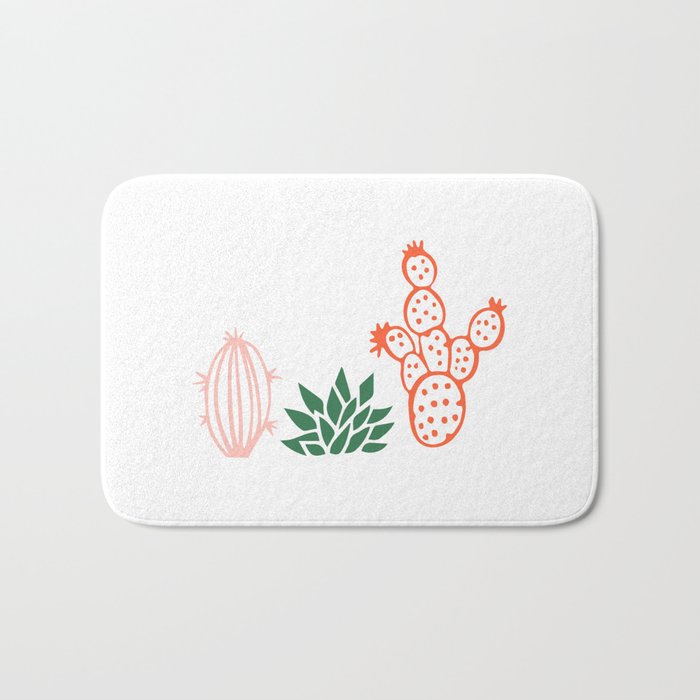 Hand drawn cactus plant art Bath Mat Gallery Image 1