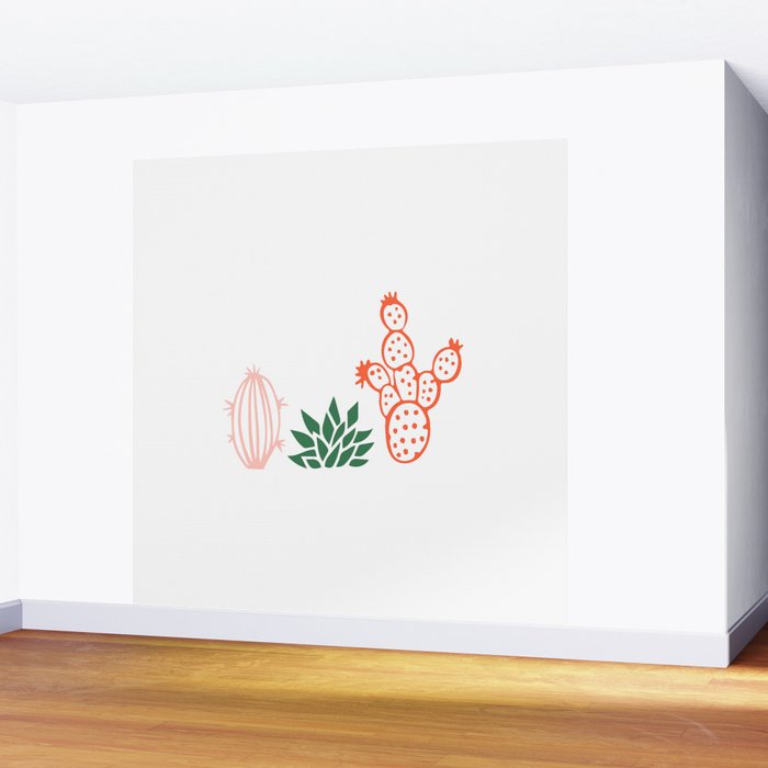 Hand drawn cactus plant art Wall Mural Gallery Image 2