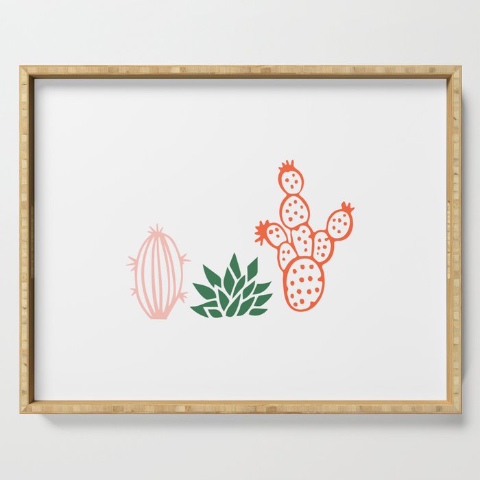 Hand drawn cactus plant art Serving Tray Gallery Image 1