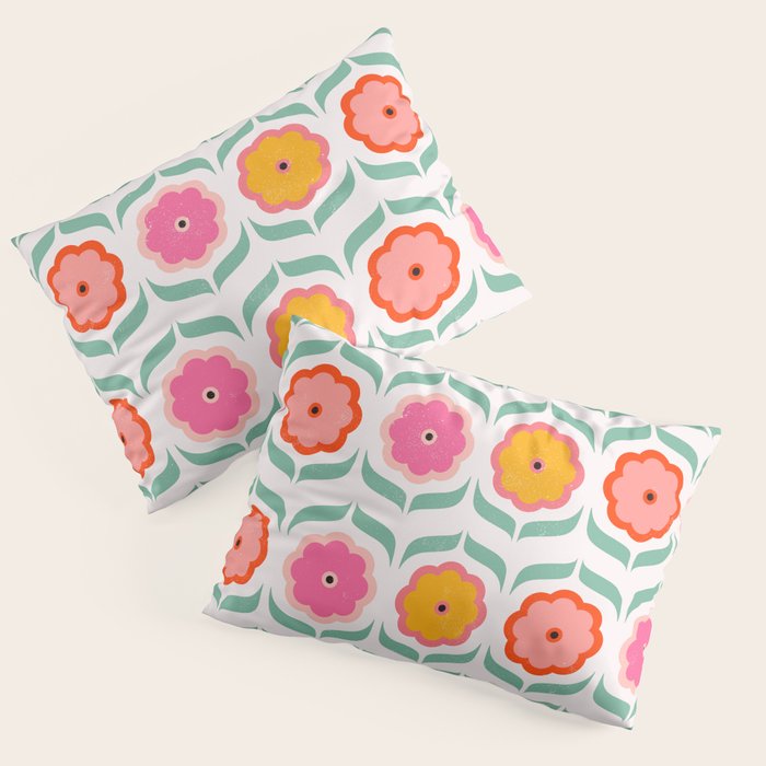 Bright Retro Geometric Pattern Pillow Sham Gallery Image 1
