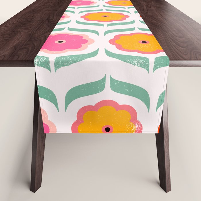 Bright Retro Geometric Pattern Table Runner Gallery Image 1