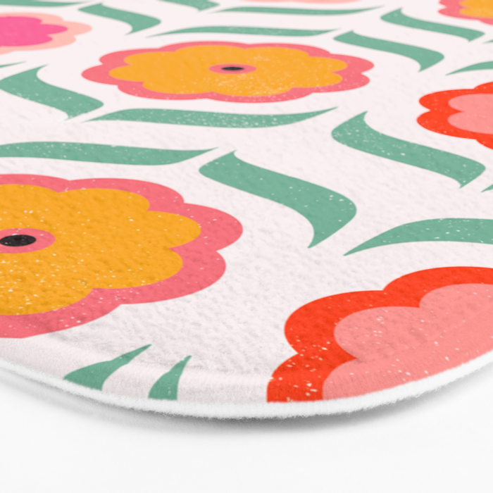 Bright Retro Geometric Pattern Bath Mat Gallery Image 3