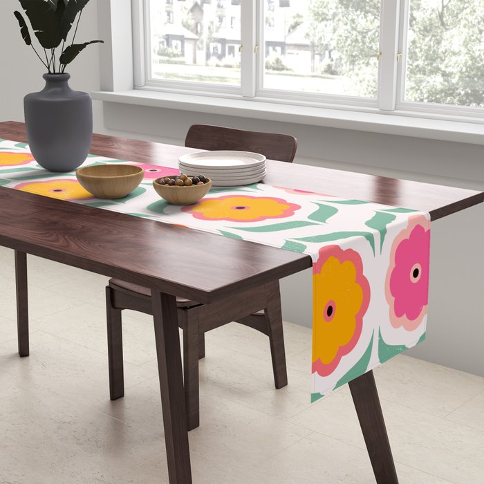 Bright Retro Geometric Pattern Table Runner Gallery Image 2