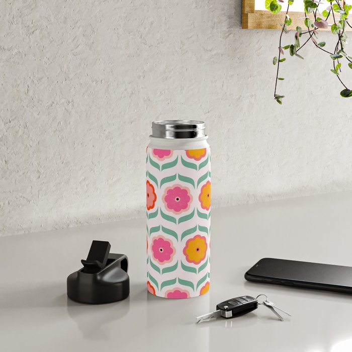 Bright Retro Geometric Pattern Water Bottle Gallery Image 4