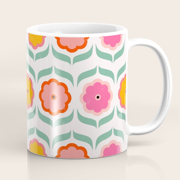 Bright Retro Geometric Pattern Coffee Mug Gallery Image 1