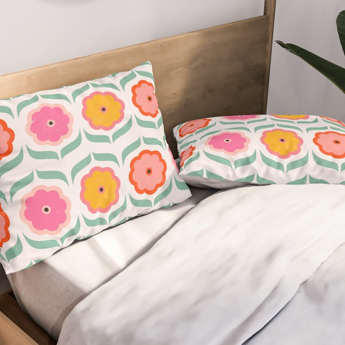 Bright Retro Geometric Pattern Pillow Sham Gallery Image 2