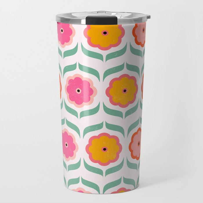 Bright Retro Geometric Pattern Travel Mug Gallery Image 1