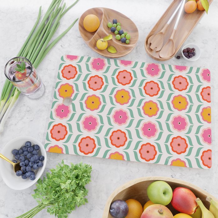 Bright Retro Geometric Pattern Cutting Board Gallery Image 2