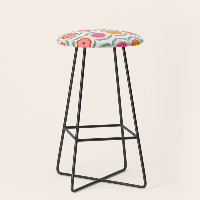Bright Retro Geometric Pattern Stool Gallery Image 1