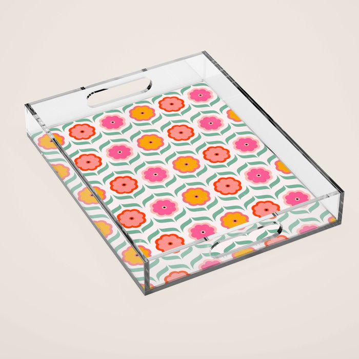 Bright Retro Geometric Pattern Acrylic Tray Gallery Image 1