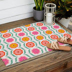 Bright Retro Geometric Pattern Outdoor Rug Gallery Image 2