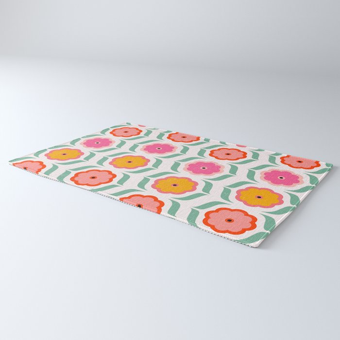 Bright Retro Geometric Pattern Rug Gallery Image 3