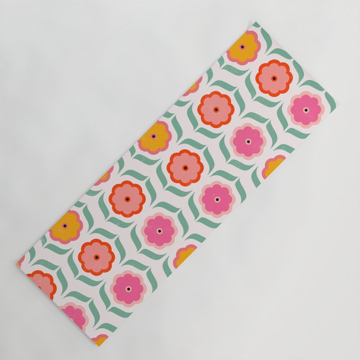 Bright Retro Geometric Pattern Yoga Mat Gallery Image 1