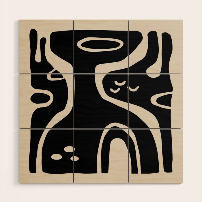 Abstract Art Black and Linen White Wood Wall Art Gallery Image 1