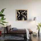 Abstract Art Black and Linen White Wood Wall Art Gallery Image 2