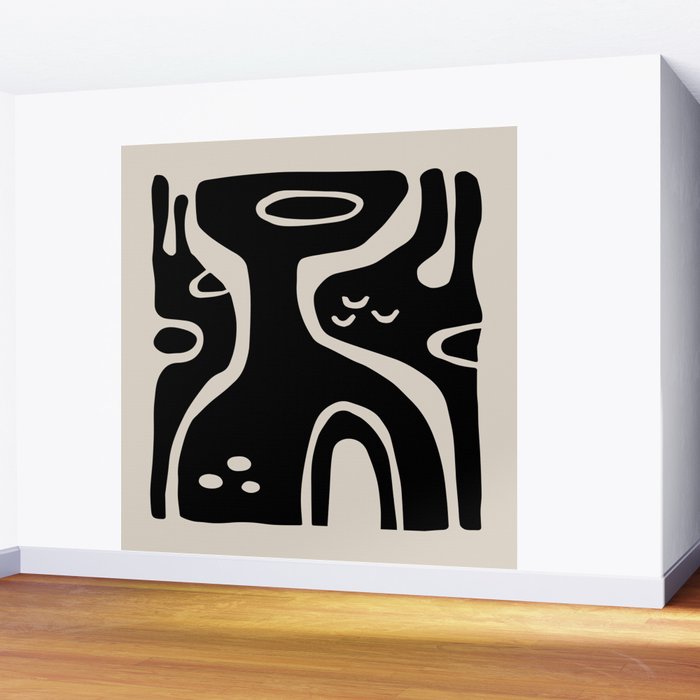 Abstract Art Black and Linen White Wall Mural Gallery Image 2