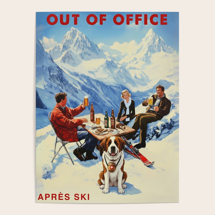 Retro Vintage Apres Ski Mountain Poster Gallery Image 4