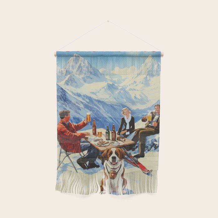 Retro Vintage Apres Ski Mountain Wall Hanging Gallery Image 1