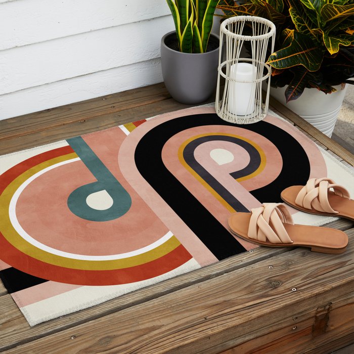 rainbow shape art Outdoor Rug Gallery Image 2