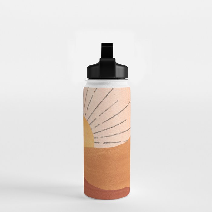 Abstract terracotta landscape, sun and desert, sunrise #1 Water Bottle Gallery Image 2