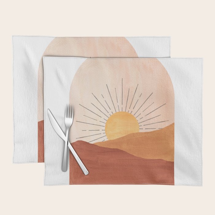 Abstract terracotta landscape, sun and desert, sunrise #1 Placemat Gallery Image 1