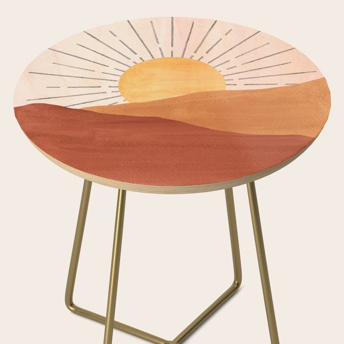 Abstract terracotta landscape, sun and desert, sunrise #1 Side Table Gallery Image 2