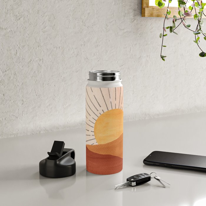 Abstract terracotta landscape, sun and desert, sunrise #1 Water Bottle Gallery Image 4