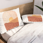 Abstract terracotta landscape, sun and desert, sunrise #1 Pillow Sham Gallery Image 2