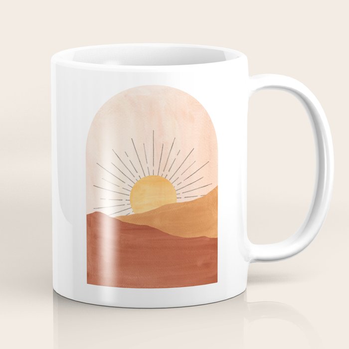 Abstract terracotta landscape, sun and desert, sunrise #1 Coffee Mug Gallery Image 1