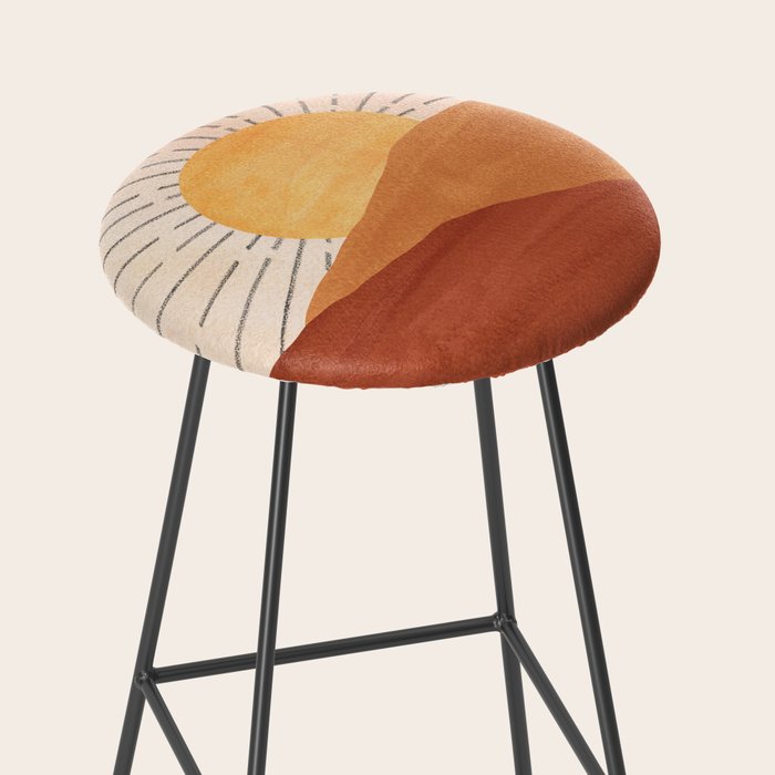 Abstract terracotta landscape, sun and desert, sunrise #1 Stool Gallery Image 2