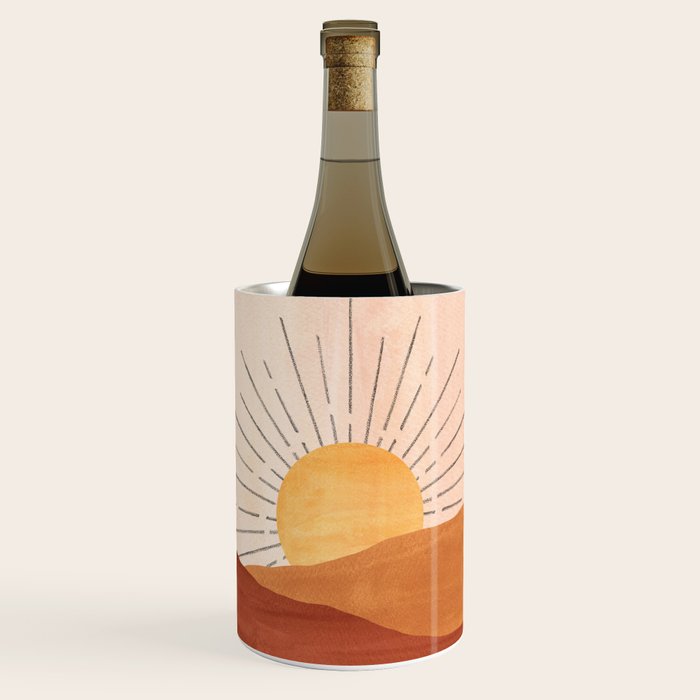 Abstract terracotta landscape, sun and desert, sunrise #1 Wine Chiller Gallery Image 1