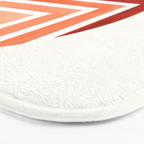 Burnt Sienna Circle Round Framed Mid Century Modern Aztec Geometric Pattern Maze Bath Mat Gallery Image 3