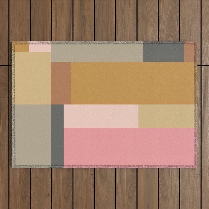 Color Block | Sage Green and Rose Pink Outdoor Rug Gallery Image 1