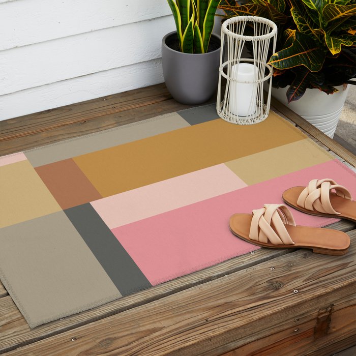 Color Block | Sage Green and Rose Pink Outdoor Rug Gallery Image 2