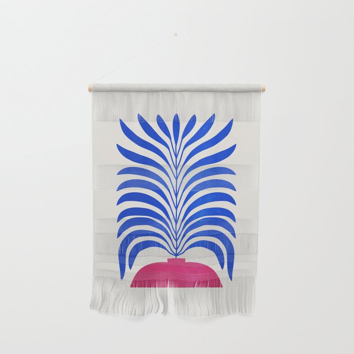 THE VASE 01: Cerise & Persian Blue Leaves Wall Hanging Gallery Image 1