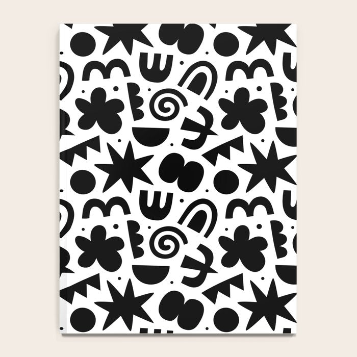 Black abstract organic shape doodle pattern Notebook Gallery Image 4